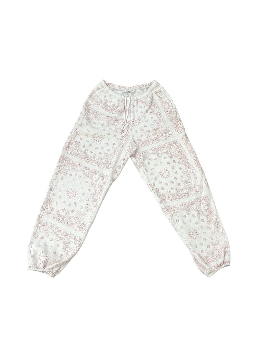 Abercrombie & Fitch White Joggers with Light Pink Bandana Print